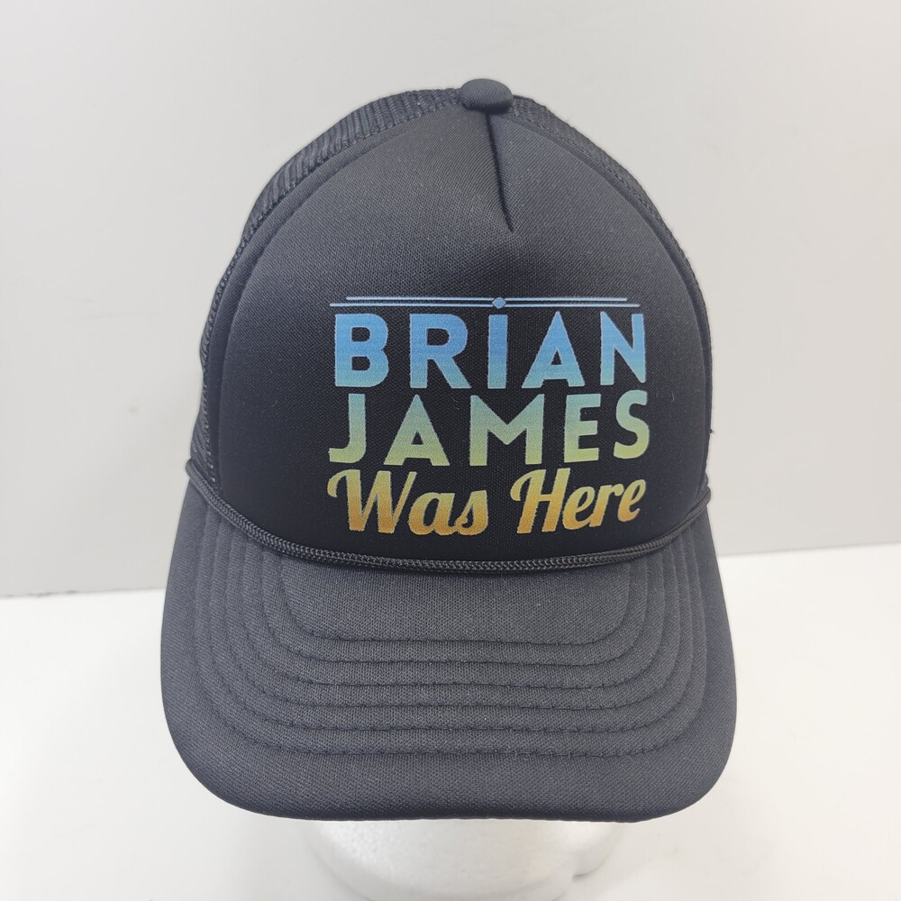 Brian James Was Here Trucker Hat Men One Size Black Polyester Mesh Back Snapback